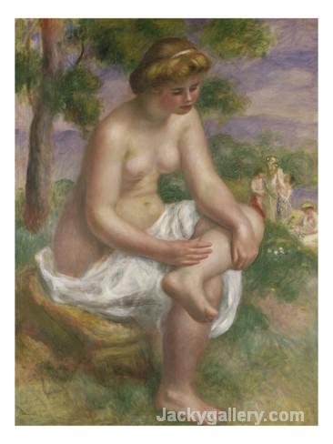 Seated Bather in a Landscape by Pierre Auguste Renoir paintings reproduction